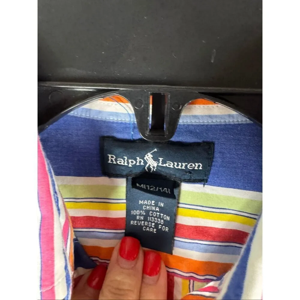 Ralph Lauren Boys Button Front Shirt Size M 12/14